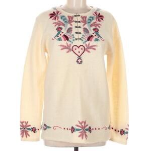 Vrikke Sweater Wool Vintage 90’s Floral Nordic Fair Isle Embroidery Cottagecore